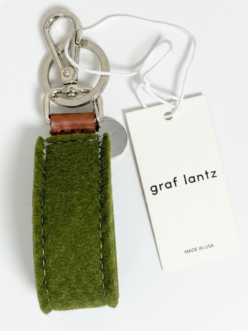 NWT Graf Lantz Merino Wool Loop Key Fob Moss Green